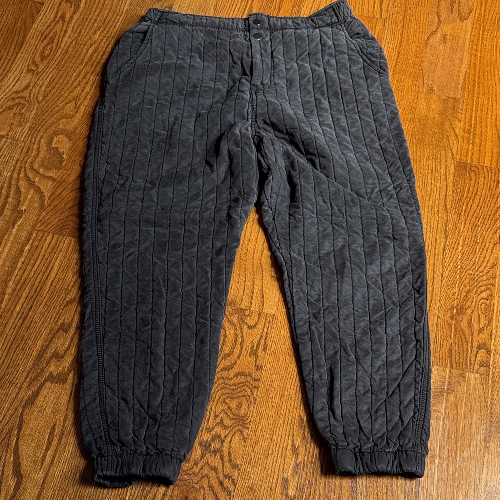 Free People Quilted Black Track Jogger Pants